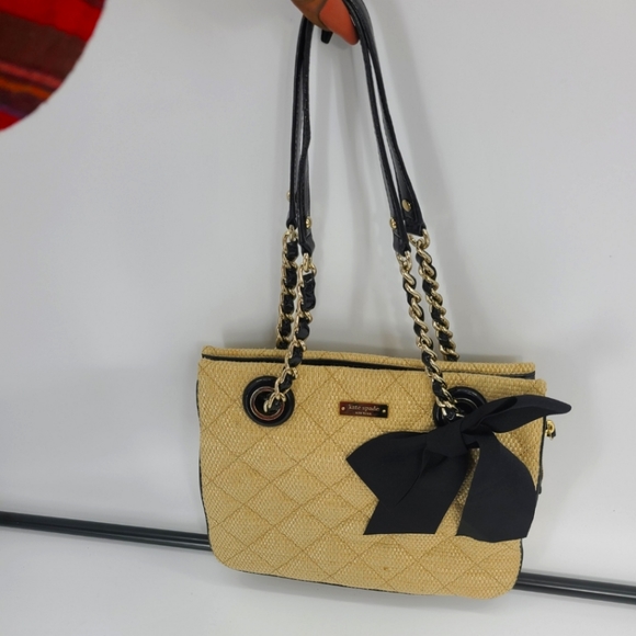 kate spade Bags Kate Spade Strawrafia Tote Bag With Gold Hardware